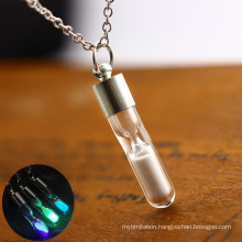 Fashion Jewelry Time Hourglass Multi-Color Luminous Glass Tube Necklace Accessories